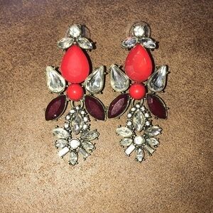 Rhinestone and reds earrings 2.5” drop